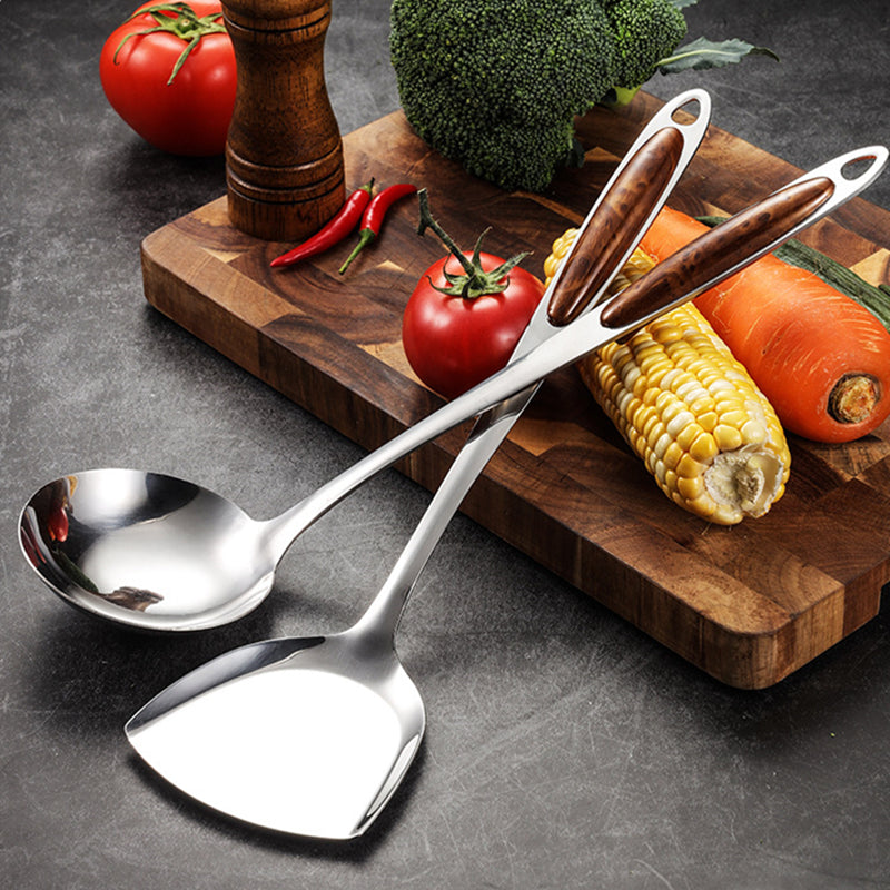 Kitchen Utensils Set Stainless Steel Wooden Handle 3