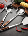 Kitchen Utensils Set Stainless Steel Wooden Handle 5