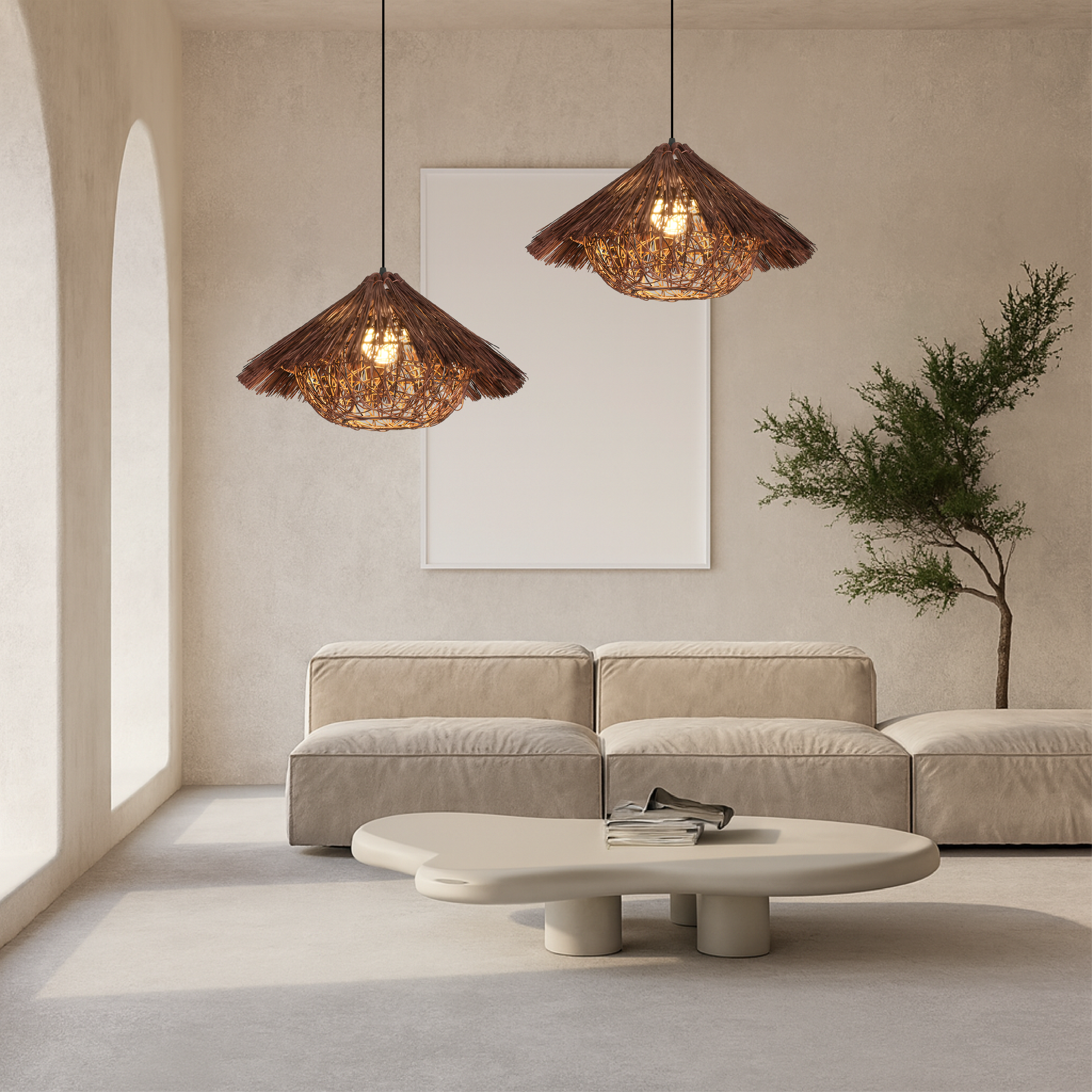 Korin | Vintage Rattan Bamboo Pendant Lamp 4
