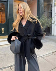 Lace-Up Elegant Women's Coat – Stylish Winter Coat for Cold Weather, Knee-Length, Multiple Colors 2