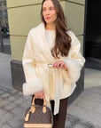 Lace-Up Elegant Women's Coat – Stylish Winter Coat for Cold Weather, Knee-Length, Multiple Colors 4