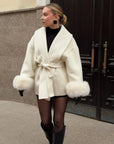 Lace-Up Elegant Women's Coat – Stylish Winter Coat for Cold Weather, Knee-Length, Multiple Colors 7
