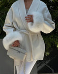Lace-Up Elegant Women's Coat – Stylish Winter Coat for Cold Weather, Knee-Length, Multiple Colors 8