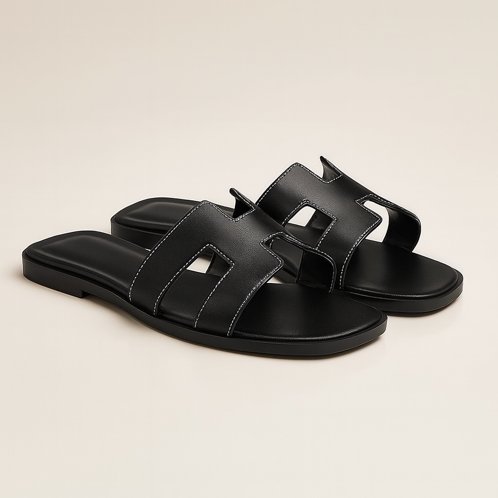Leather Flat Sandals for Women with Adjustable Cut Out Straps – Comfortable Everyday Footwear 1