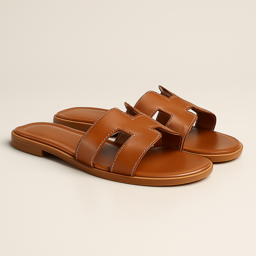 Leather Flat Sandals for Women with Adjustable Cut Out Straps – Comfortable Everyday Footwear 2