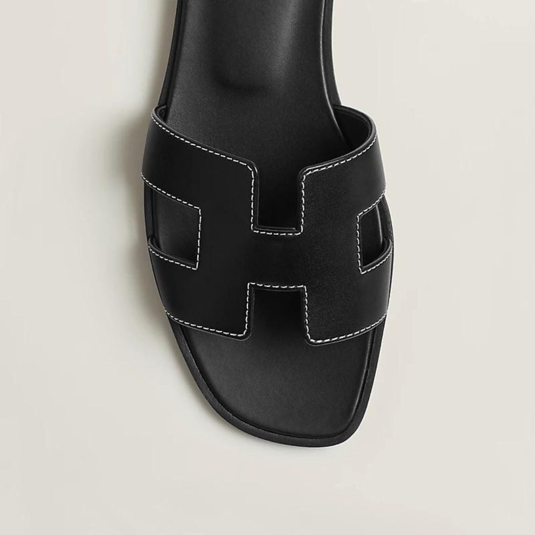 Leather Flat Sandals with Cut Out Strap 6