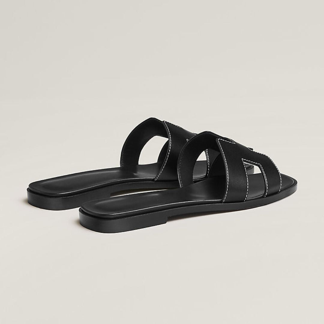 Leather Flat Sandals with Cut Out Strap 7
