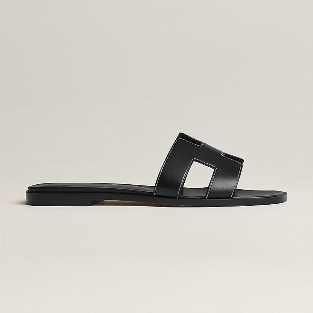 Leather Flat Sandals with Cut Out Strap 8