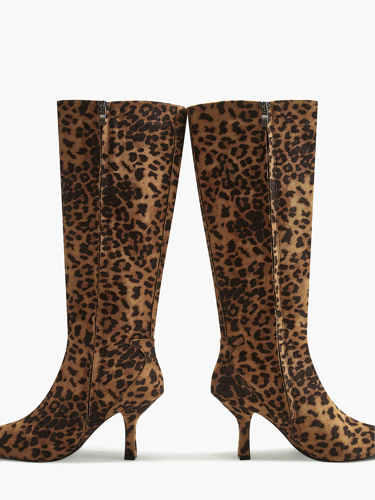 Leopard Print Knee High Boots for Women with Pointed Toe and Mid-Heel – Stylish and Comfortable 5
