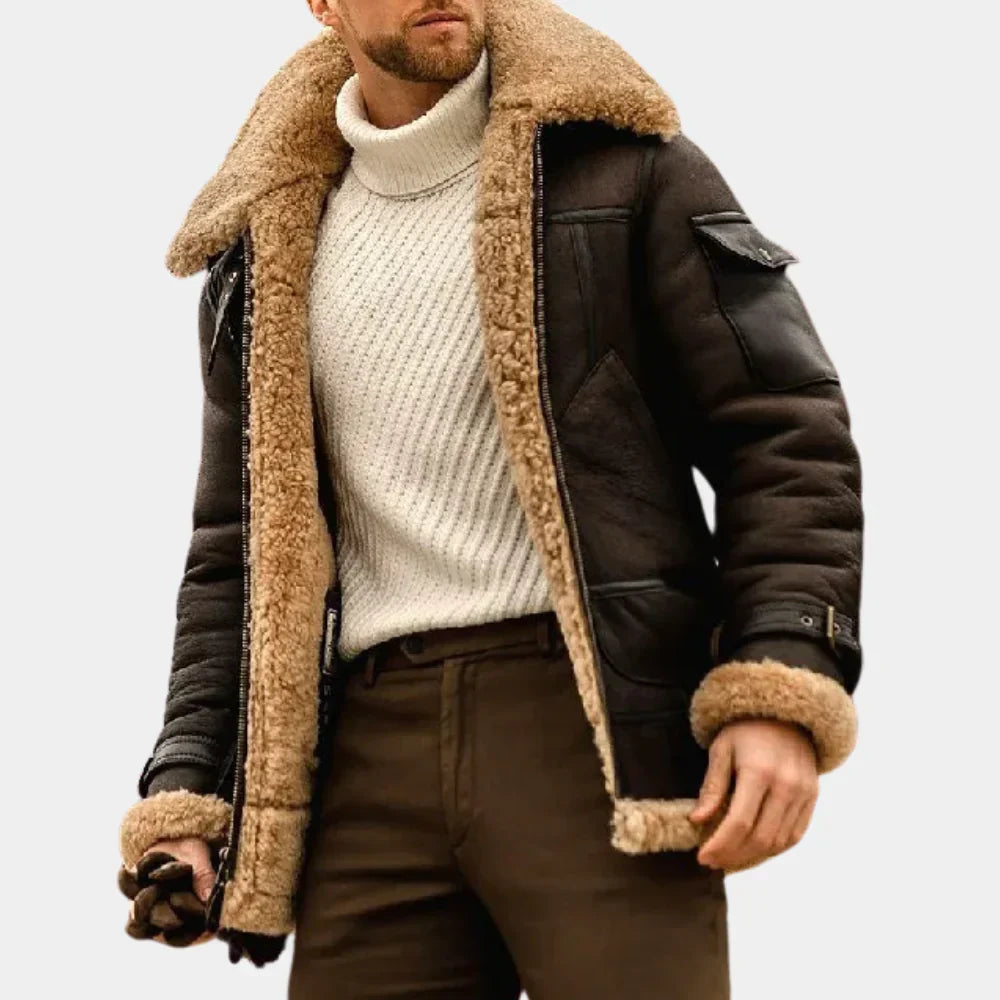 Lucas | Aviator-Style Leather Winter Jacket for Men 0