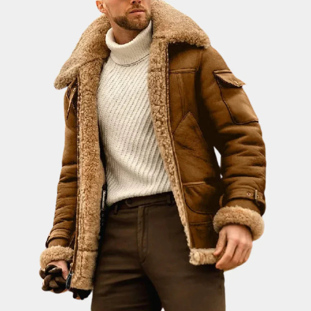 Lucas | Aviator-Style Leather Winter Jacket for Men 1