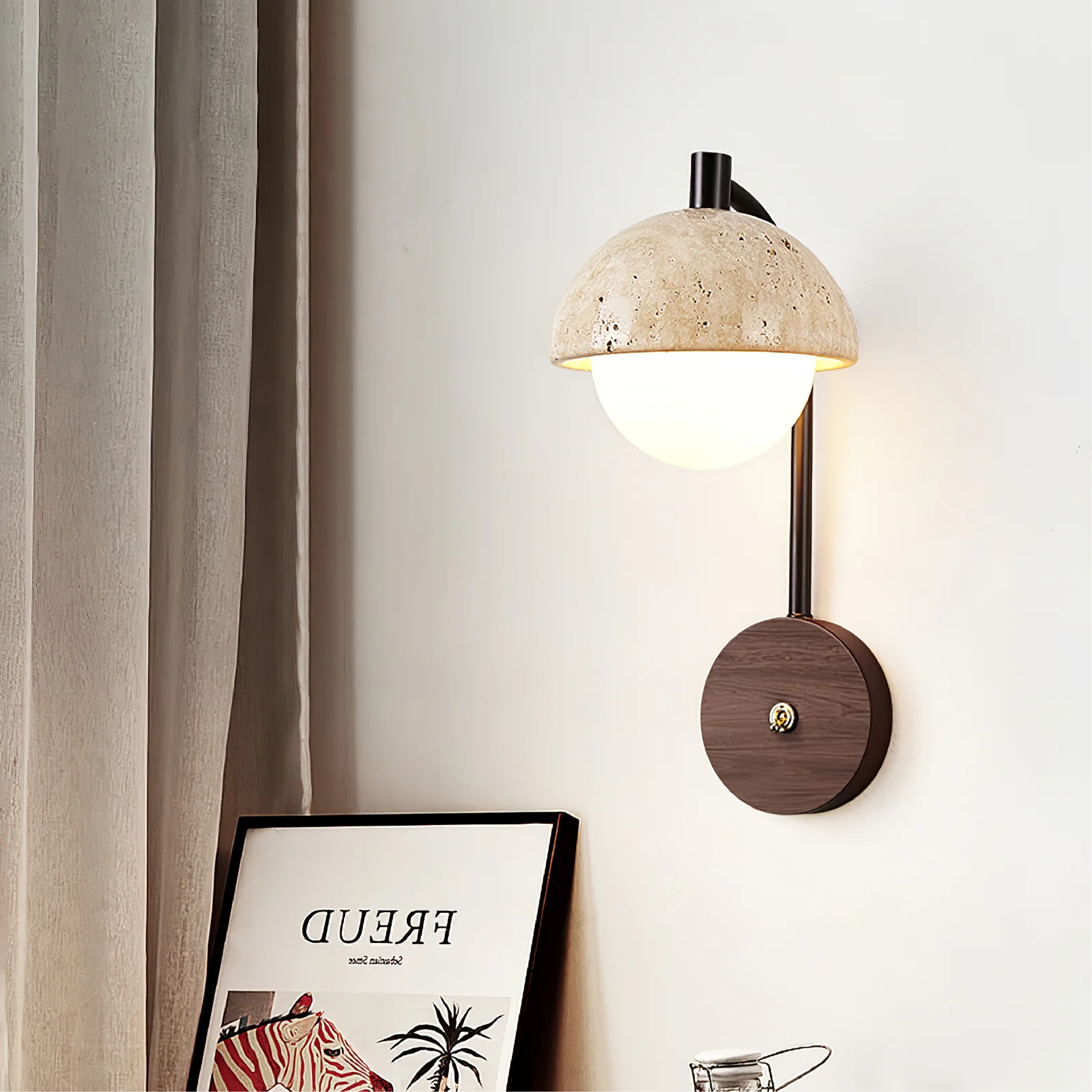 Lumeviax | Sculptural Arco Stone Wall Lamp for Vintage Elegance 0