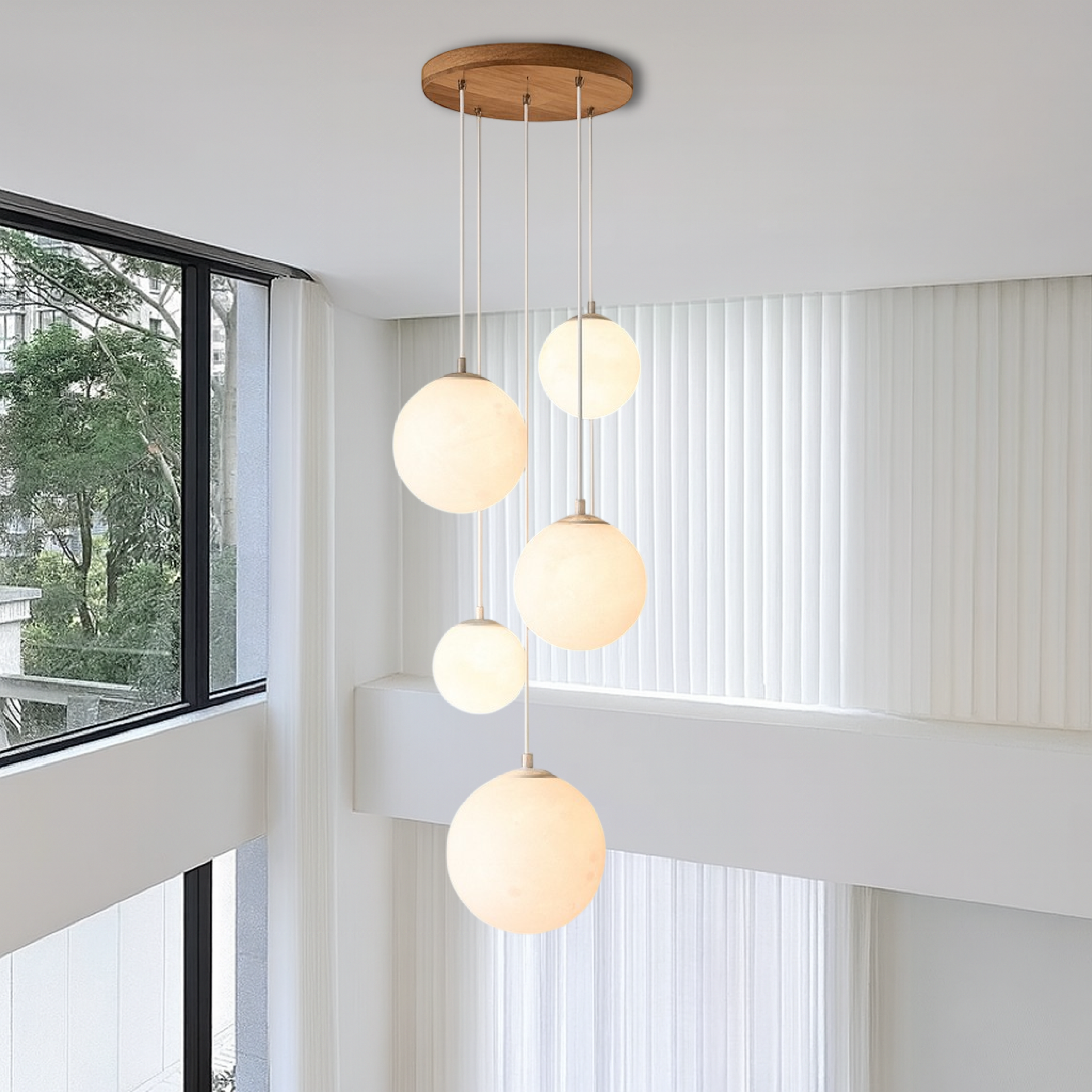 LumiGlow | Scandinavian Chandelier Moon Lamp Stairs with Sculptural Elegance 1