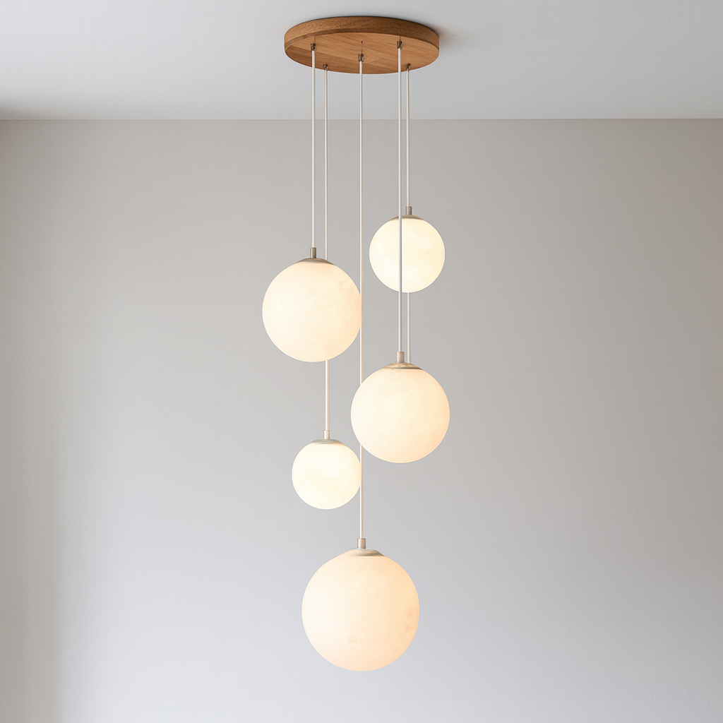 LumiGlow | Scandinavian Chandelier Moon Lamp Stairs with Sculptural Elegance 6