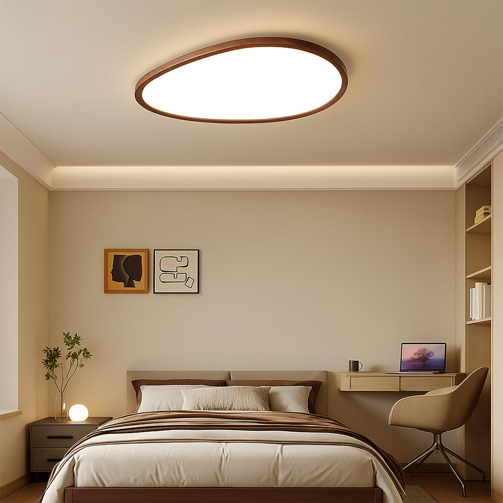 LumiGrain | Modern Ultra Thin Dark Wooden Ceiling Lamp 0