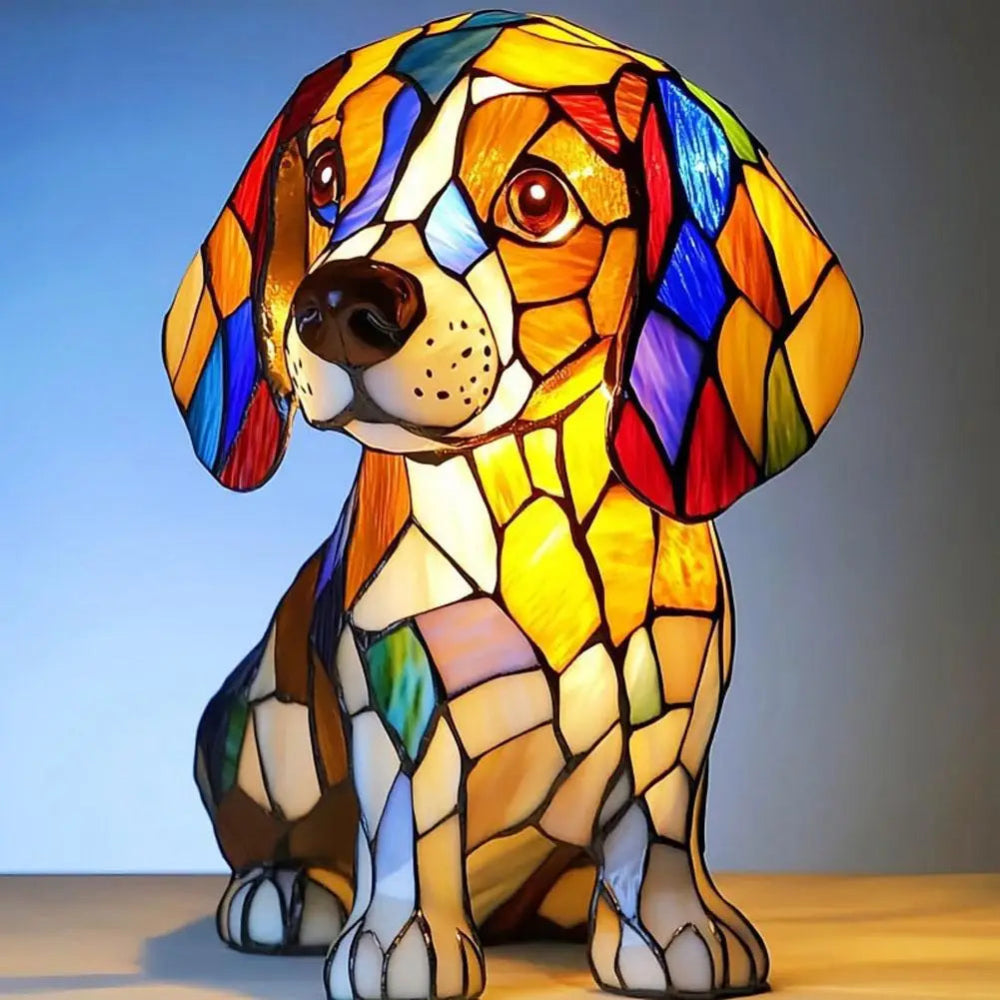 LumiPup | Stained Glass Dog Design Decorative Table Lamp Night Light 1