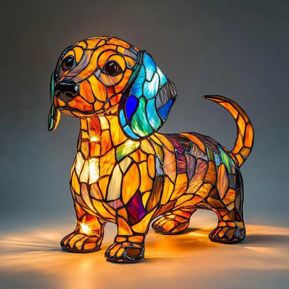 LumiPup | Stained Glass Dog Design Decorative Table Lamp Night Light 3