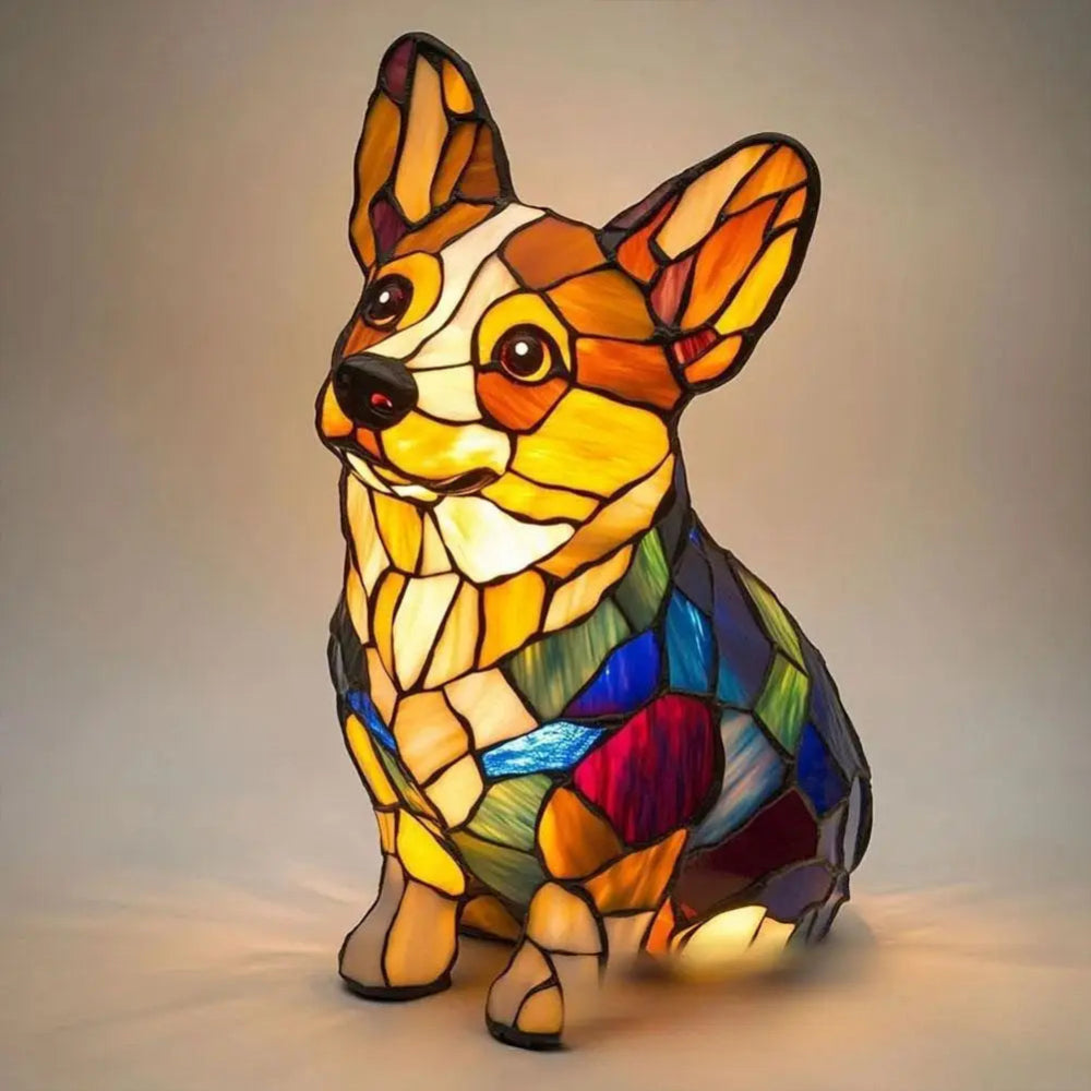 LumiPup | Stained Glass Dog Design Decorative Table Lamp Night Light 5