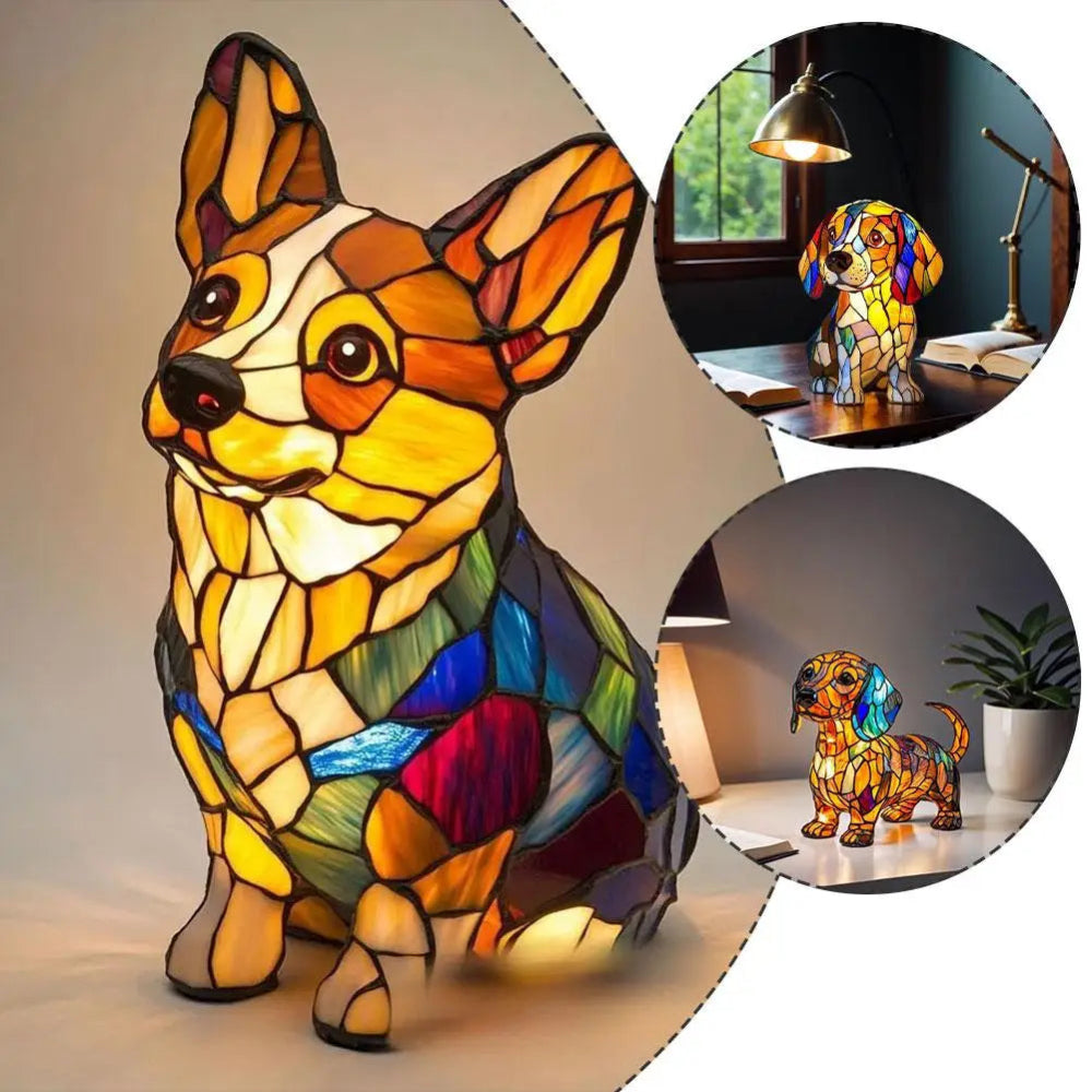 LumiPup | Stained Glass Dog Design Decorative Table Lamp Night Light 6