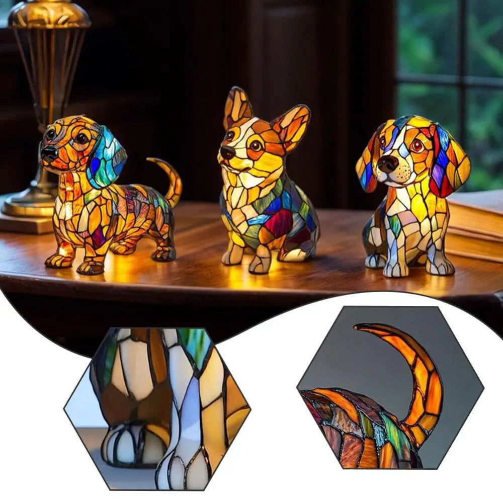 LumiPup | Stained Glass Dog Design Decorative Table Lamp Night Light 7