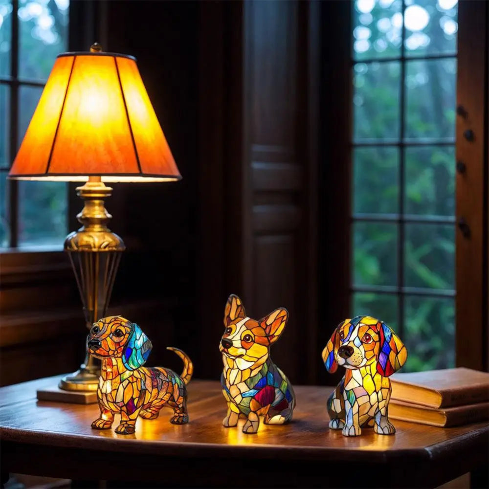 LumiPup | Stained Glass Dog Design Decorative Table Lamp Night Light 8