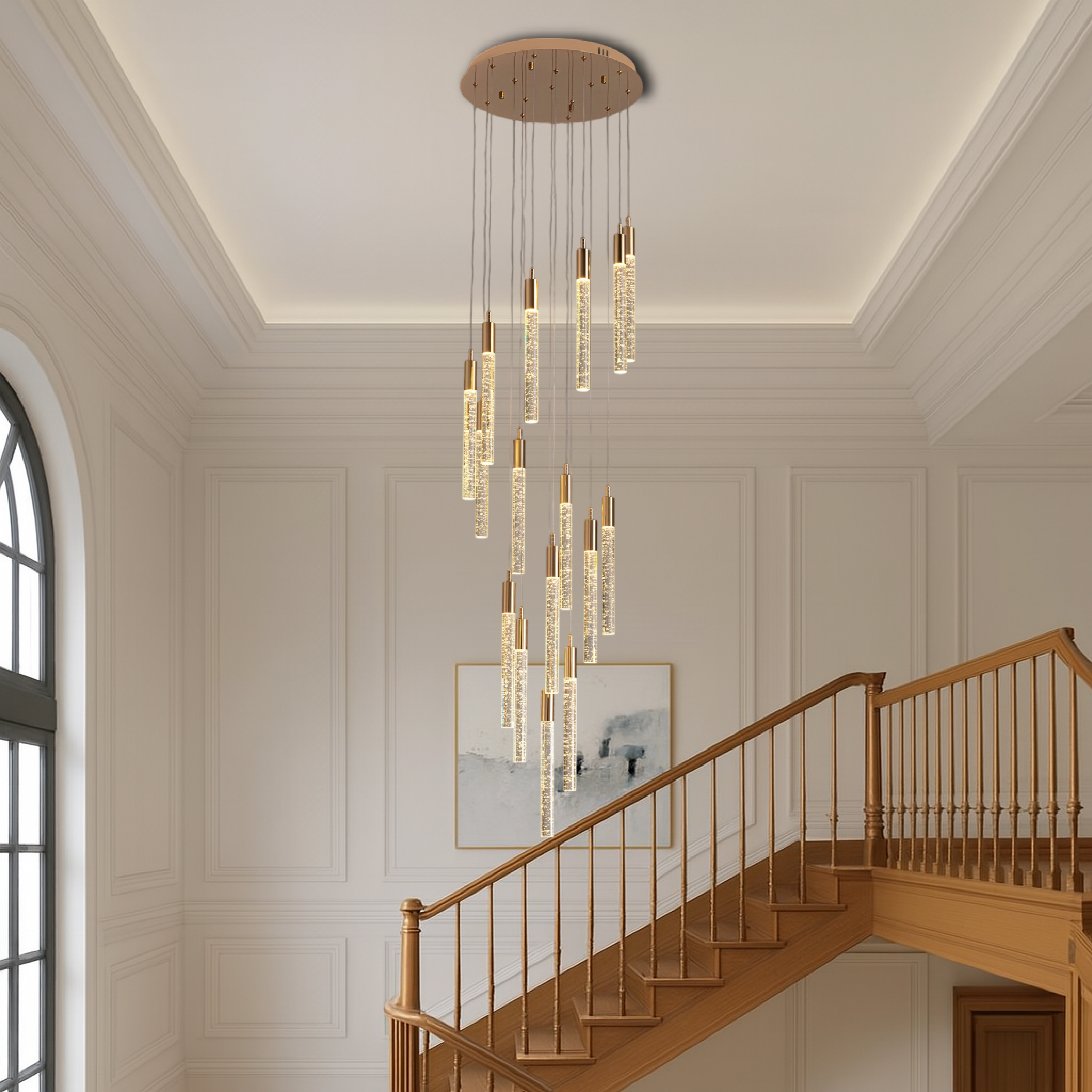 Lumina | Gold Acrylic Stair Chandelier for Sophisticated Interior 2