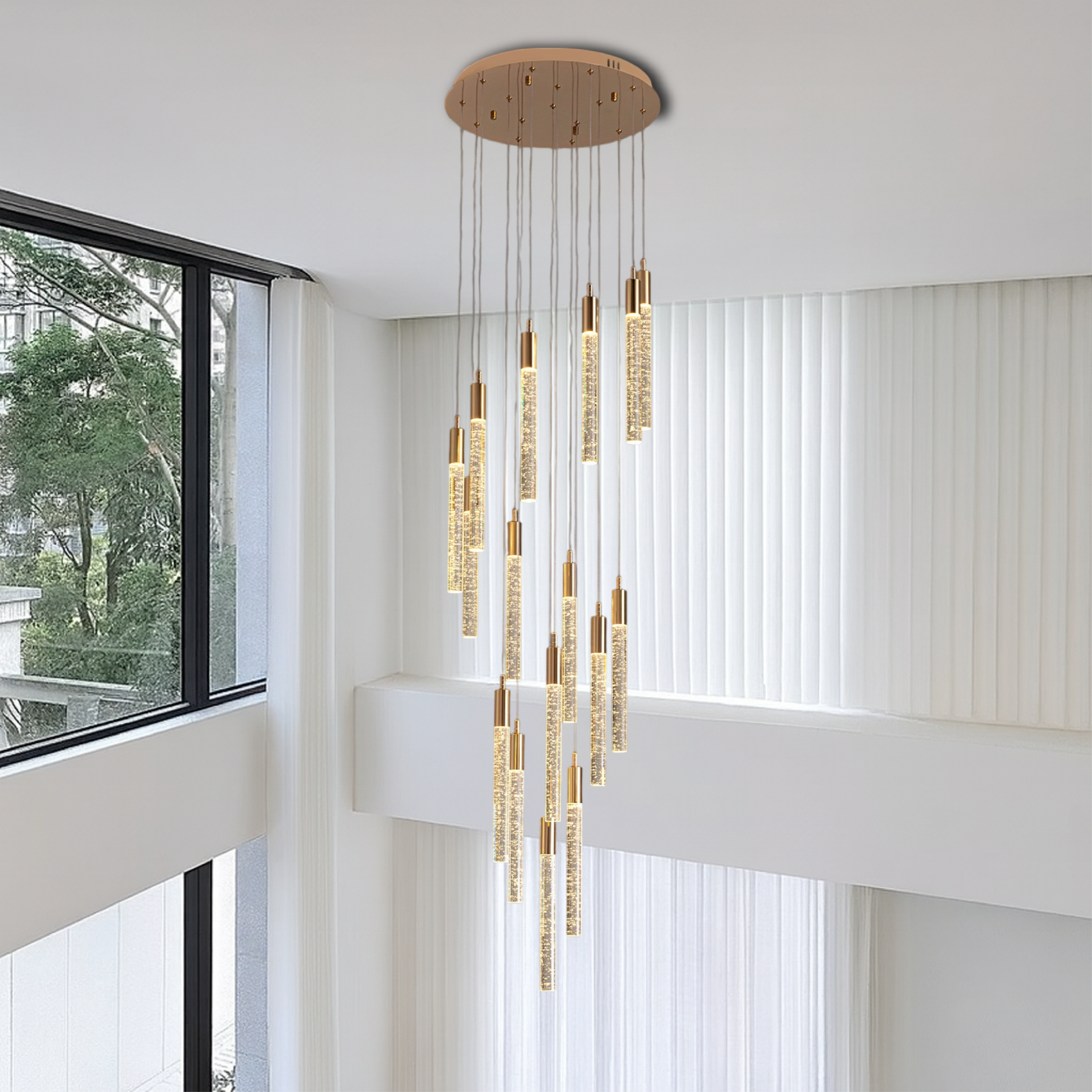 Lumina | Gold Acrylic Stair Chandelier for Sophisticated Interior 3