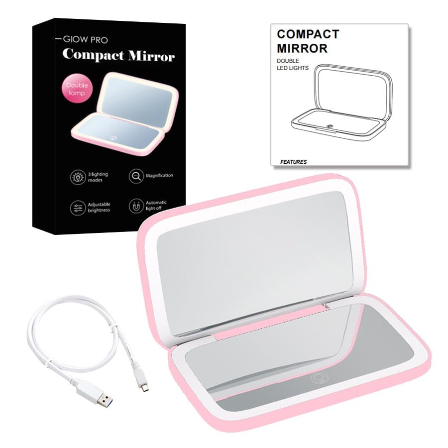 Luminara | Elegant Compact LED Makeup Mirror with Dual Magnification 1