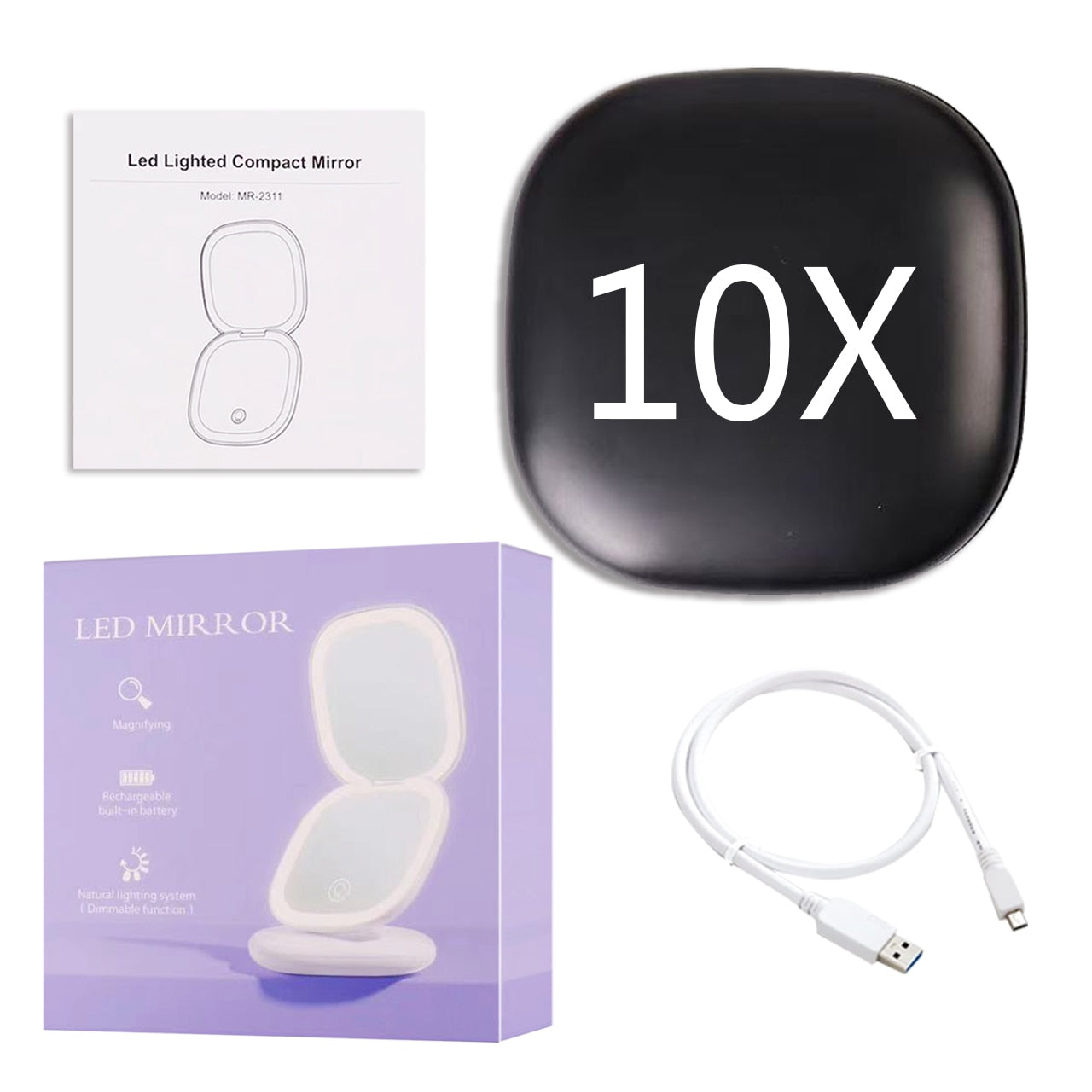 Luminara | Elegant Compact LED Makeup Mirror with Dual Magnification 3
