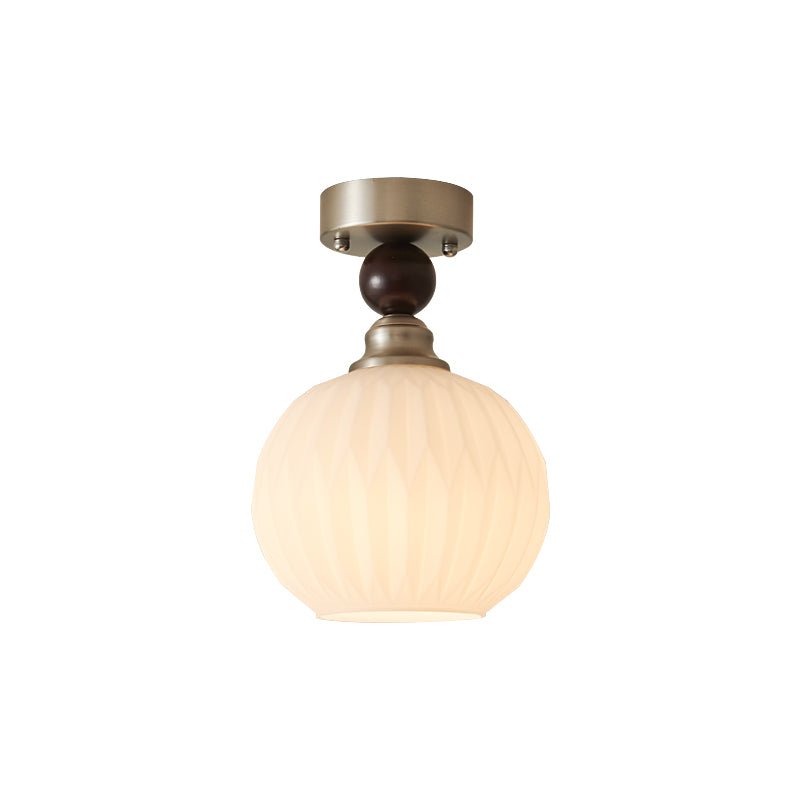 Luminara | Elegant Rustic Glass Ceiling Light Fixture with Walnut Accents 0