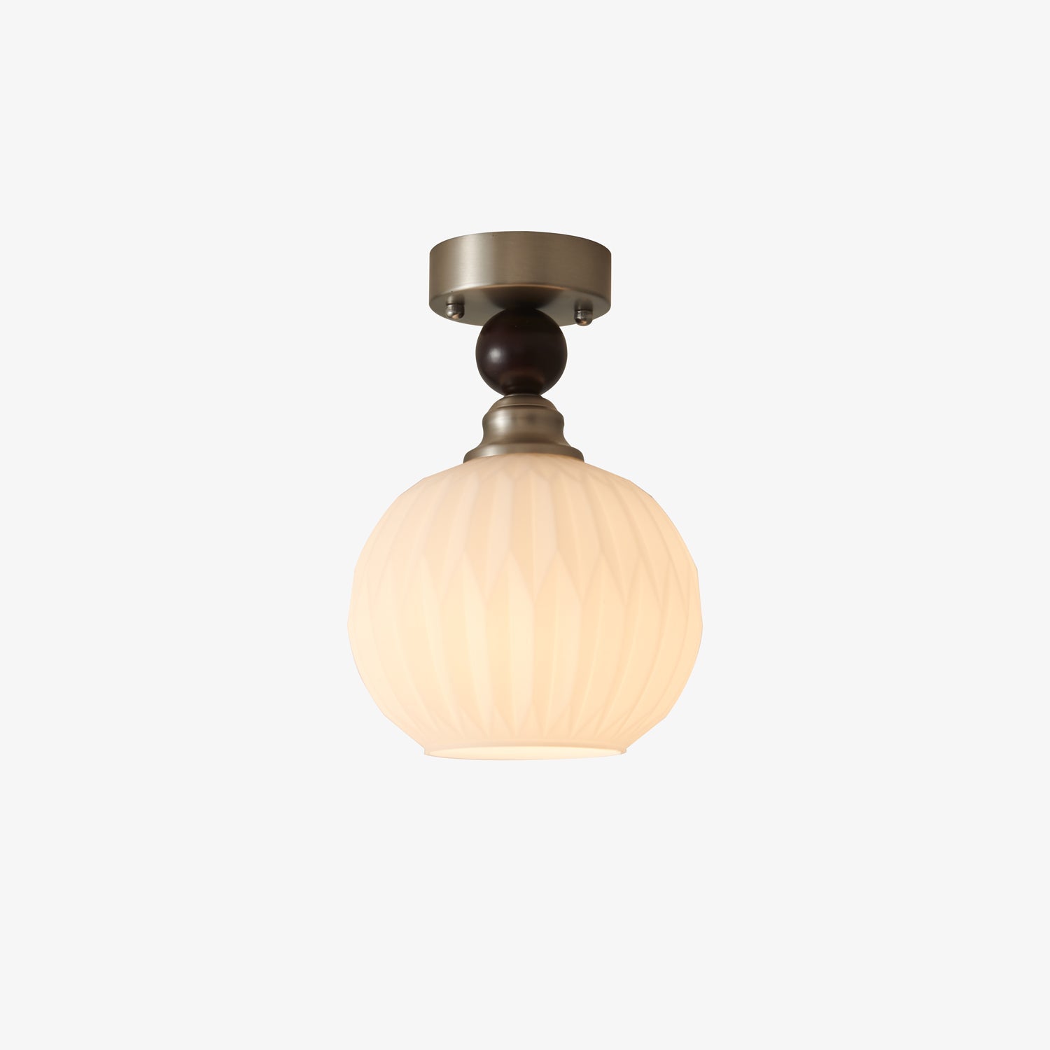 Luminara | Elegant Rustic Glass Ceiling Light Fixture with Walnut Accents 3