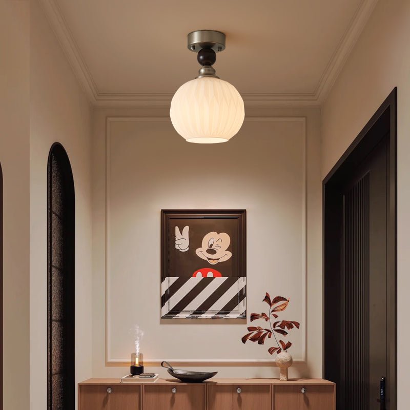 Luminara | Elegant Rustic Glass Ceiling Light Fixture with Walnut Accents 6