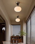 Luminara | Elegant Rustic Glass Ceiling Light Fixture with Walnut Accents 7