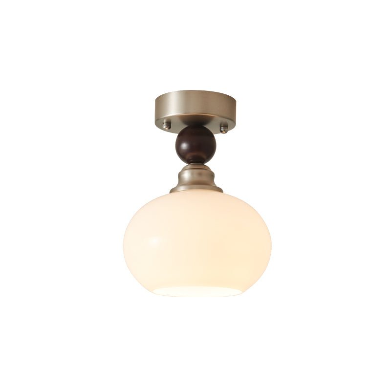 Luminara | Elegant Rustic Glass Ceiling Light Fixture with Walnut Accents 9