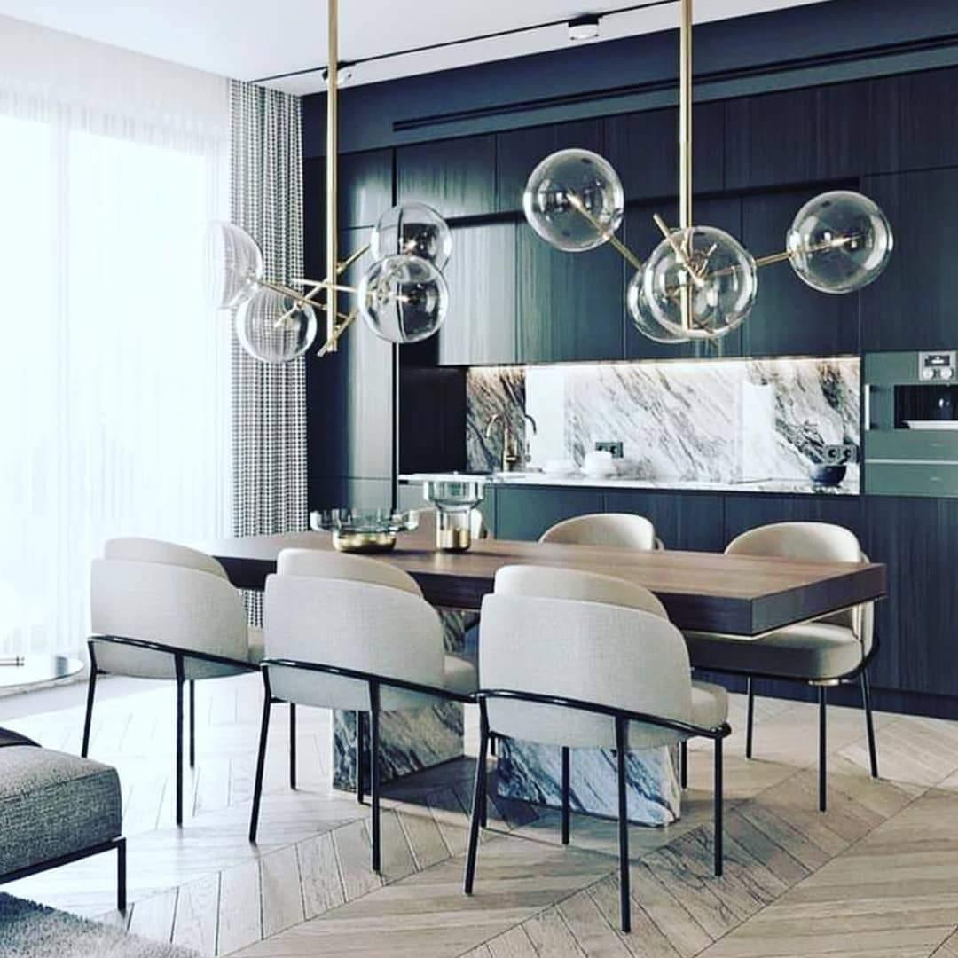 LustraSphere | Elegant Modern Brass Ceiling Lamp with Glass Orbs 4