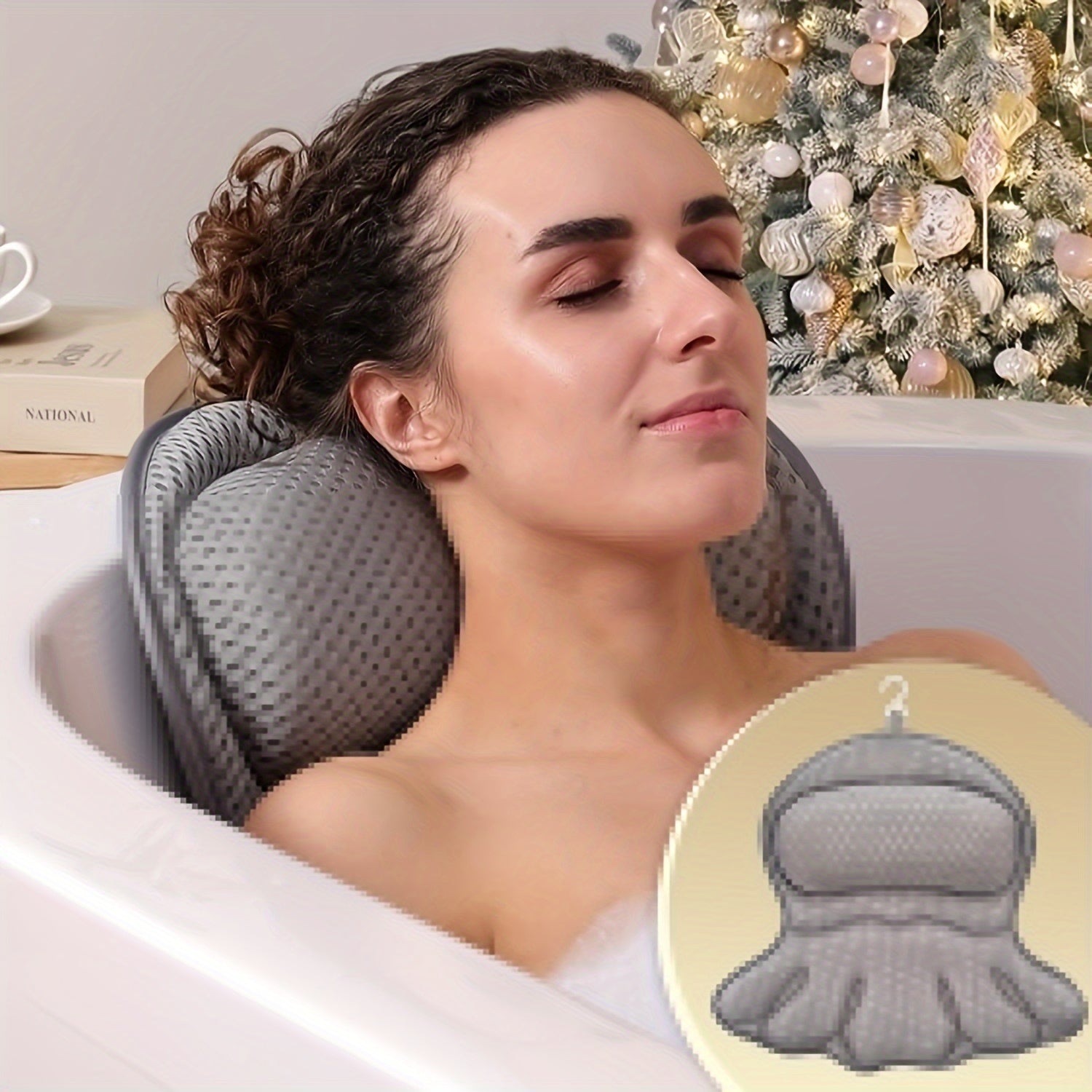 LuxeRest | Ergonomic Mesh Bath Pillow Providing Neck and Back Support 2