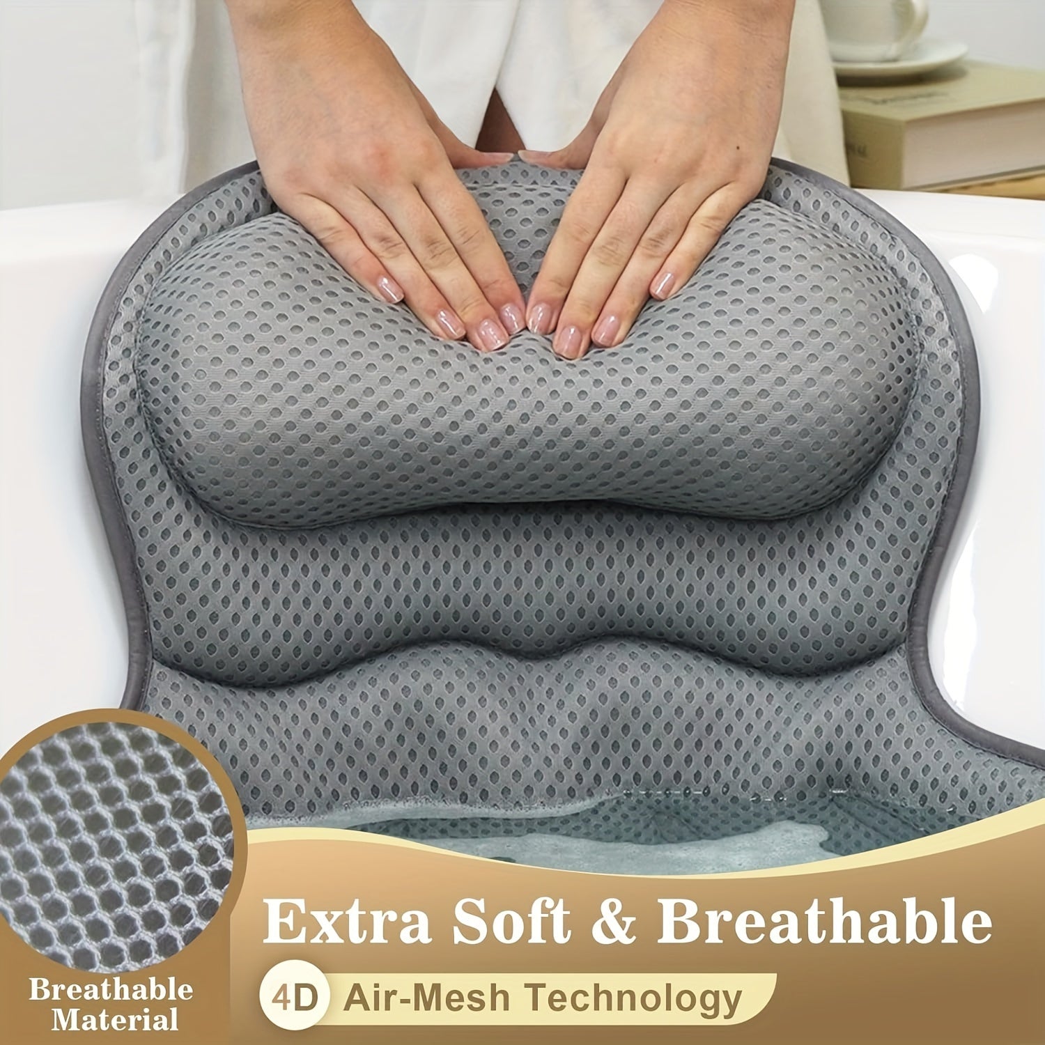 LuxeRest | Soft Mesh Spa Bath Pillow for Neck &amp; Back Relaxation 8