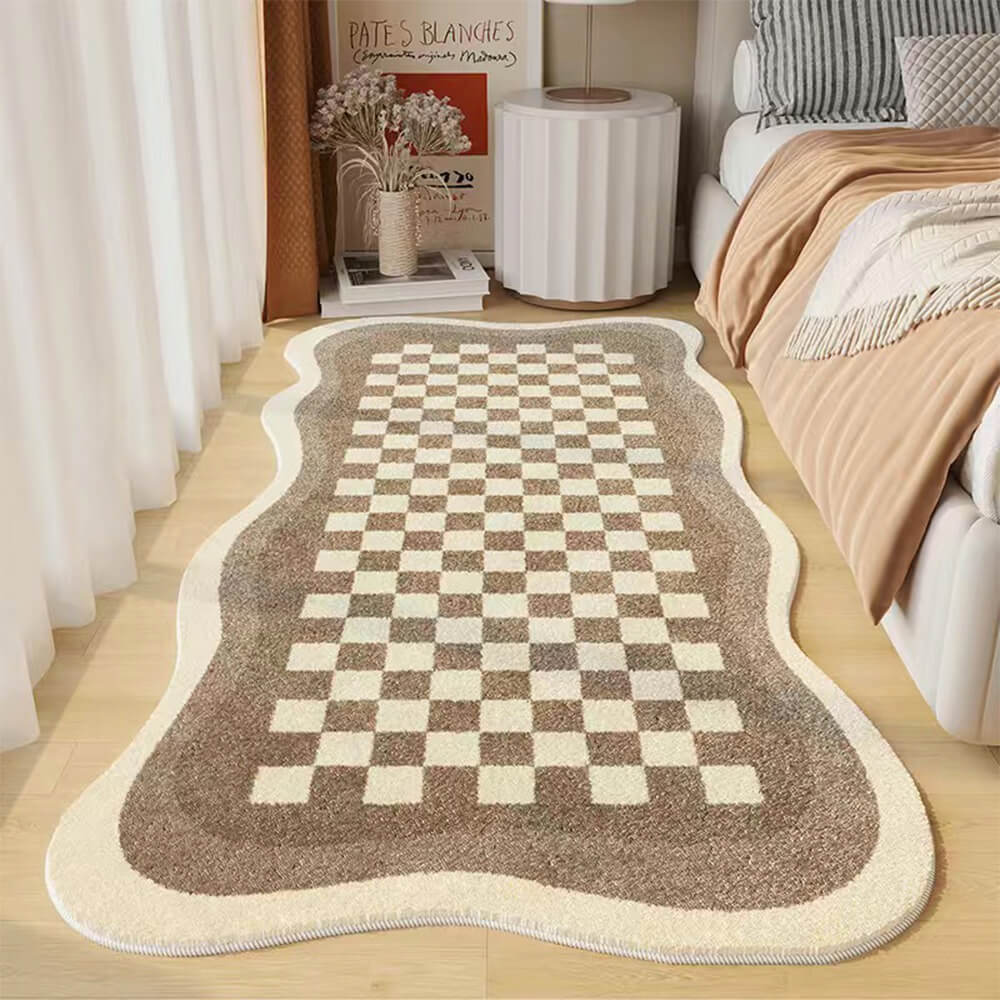 Luxora | Elegant Soft Faux Cashmere Checkerboard Bedside Rug 3