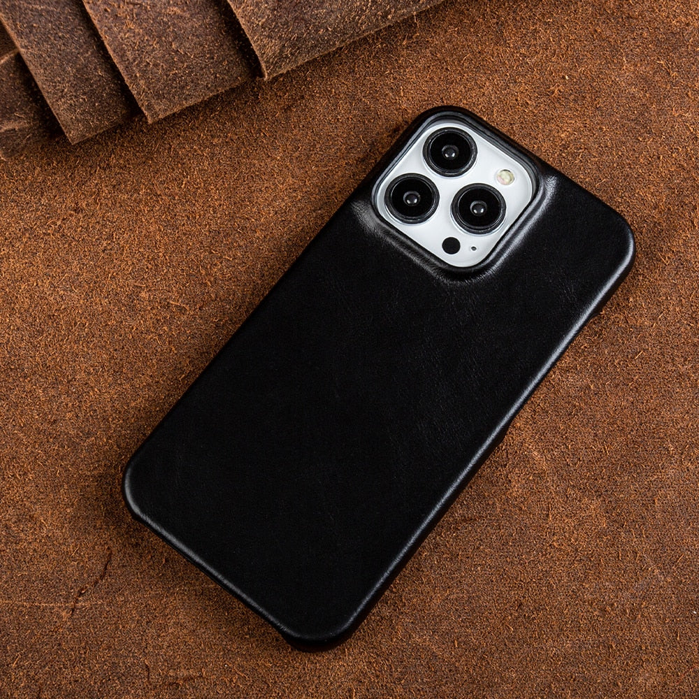 LuxuraLeather | Elegant Premium Oil Wax iPhone Case with Shock Absorption 2