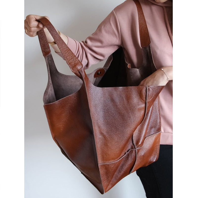 LuxuraLeather | Elegant Versatile Oversized Weekender Handbag 8