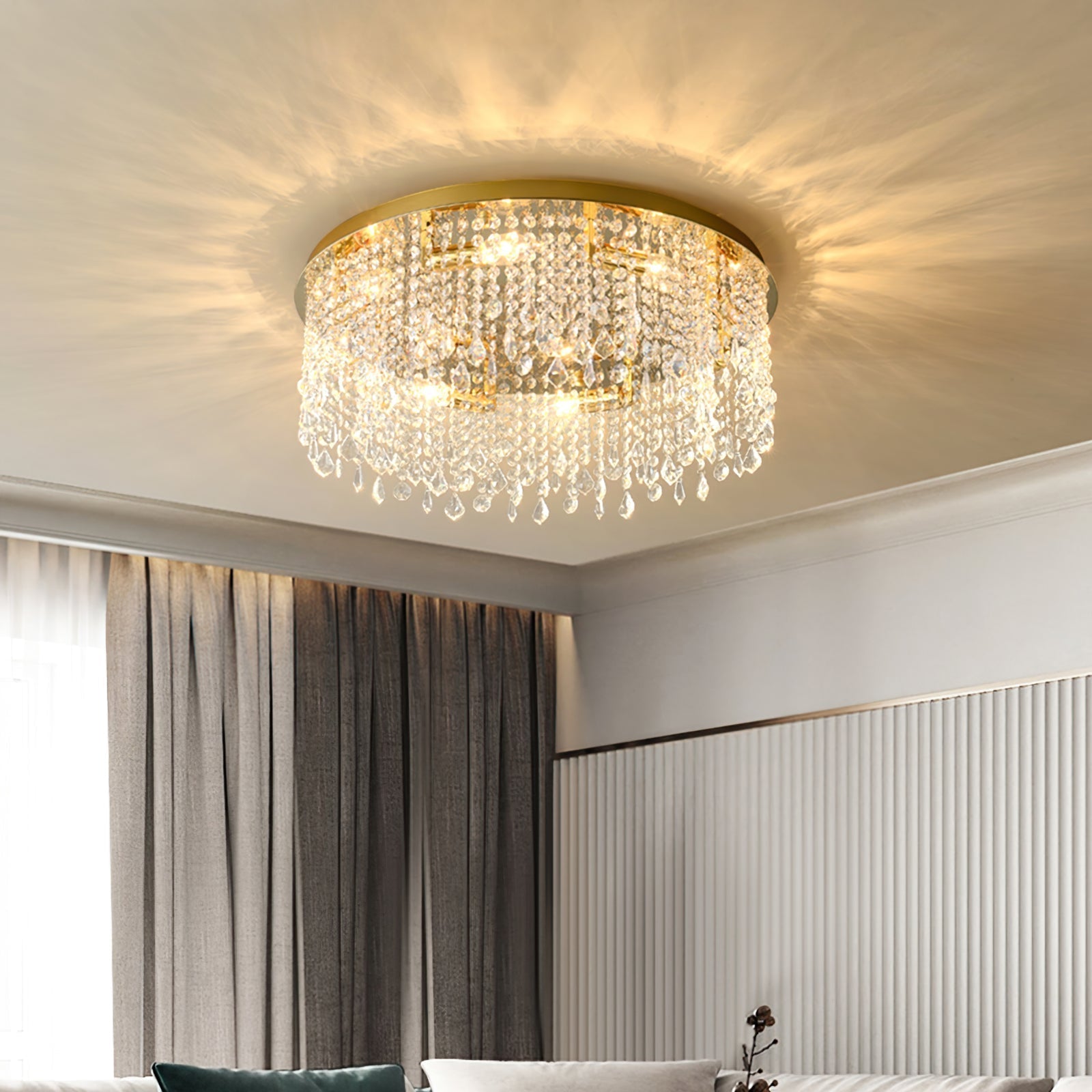 Luxury Flush Mount Ceiling Light Fixture with Crystal and Stainless Steel Design for Modern and Classic Interiors 7