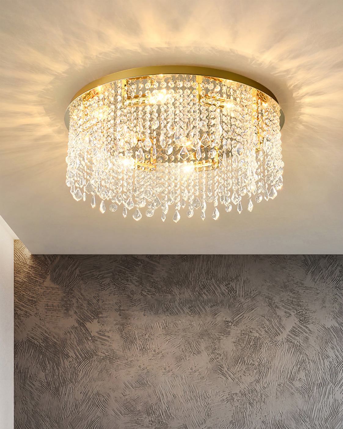 Luxury Flush Mount Ceiling Light Fixture with Crystal and Stainless Steel Design for Modern and Classic Interiors 8