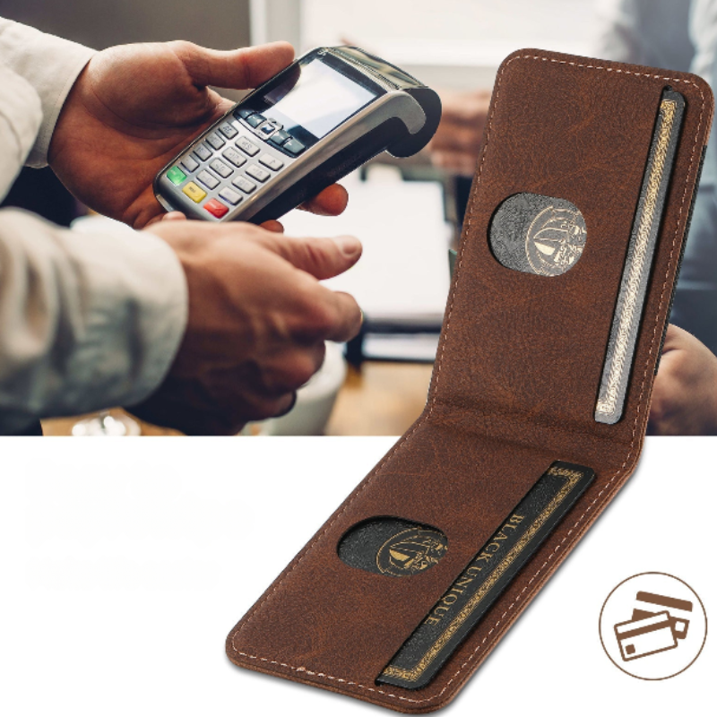 Luxury Phone Case for iPhone with Built-in Card Holder and Magnetic Stand – Durable Protection in Khaki, Black, Blue, Brown 2