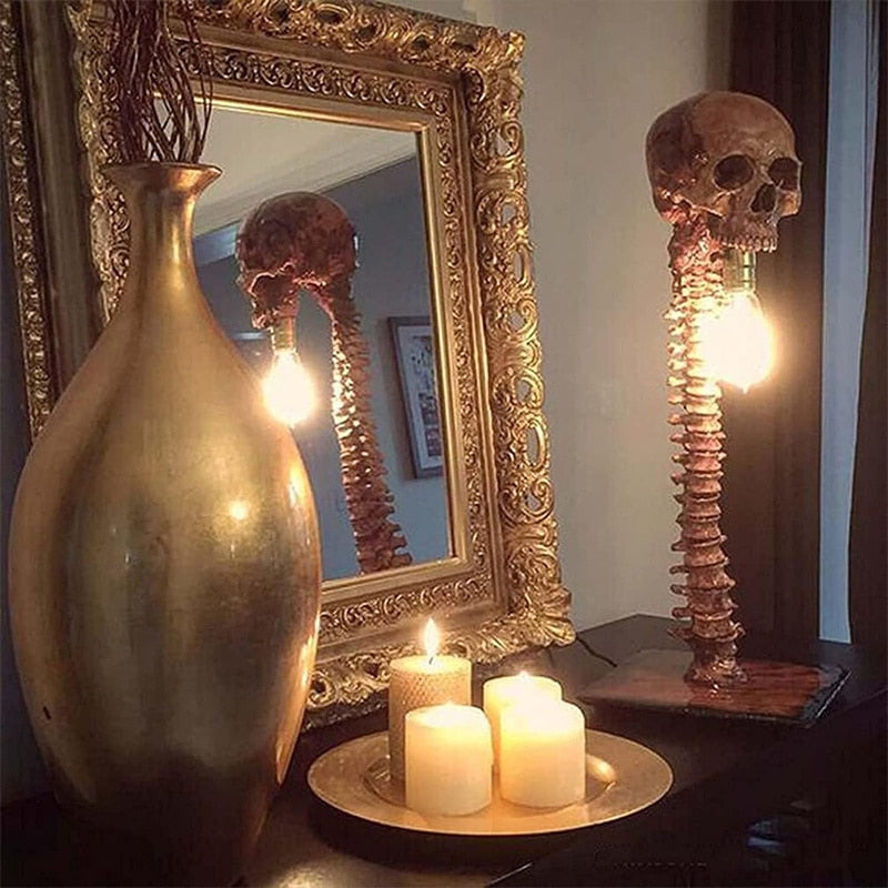 MacabreGlow | Eerie LED Skull Spine Table Lamp 1