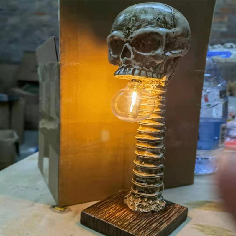 MacabreGlow | Eerie LED Skull Spine Table Lamp 6