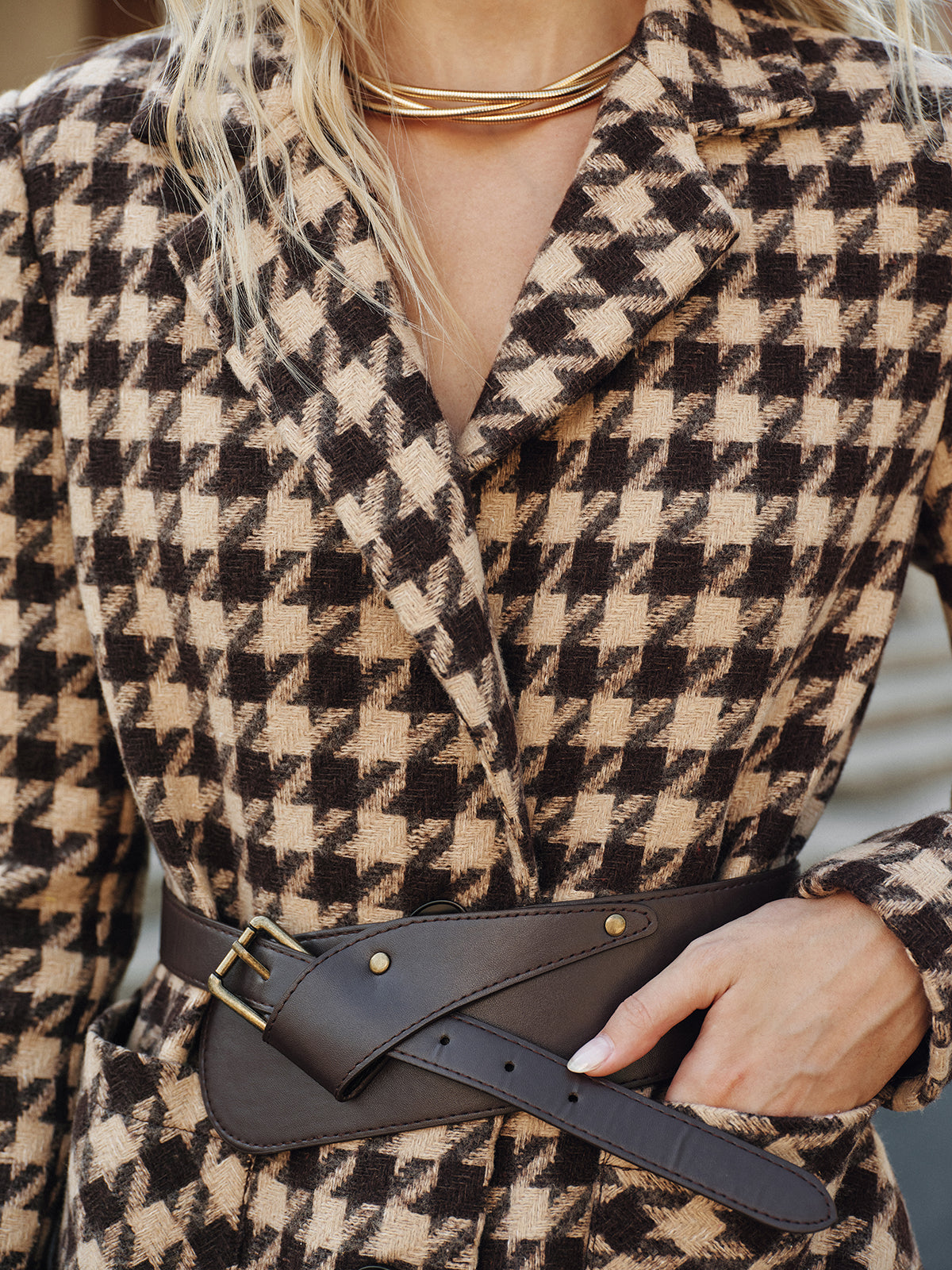 Macie | Houndstooth Belted Blazer 3