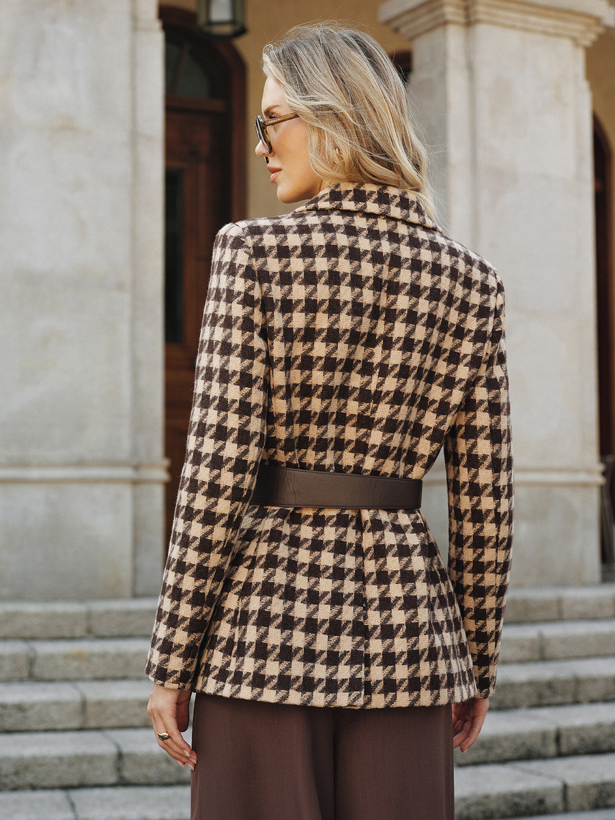 Macie | Houndstooth Belted Blazer 5