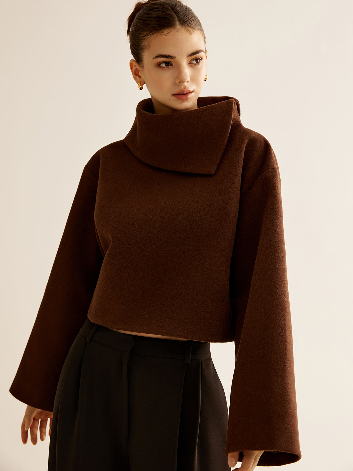 Mariam | Plain Turtleneck Tweed Top 0