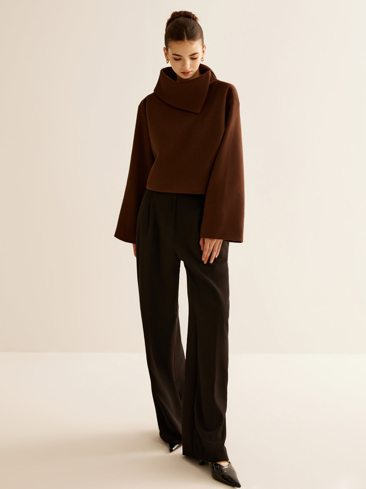 Mariam | Plain Turtleneck Tweed Top 1
