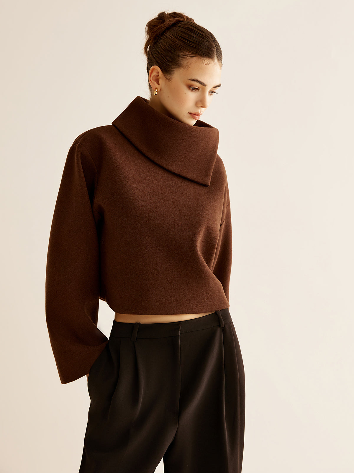 Mariam | Plain Turtleneck Tweed Top 2